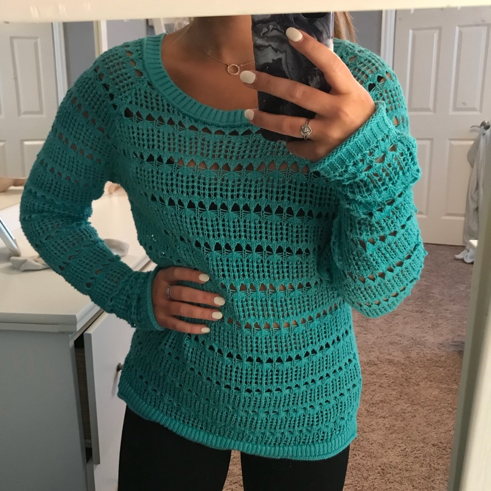 Turquoise see through sweater